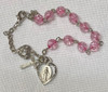 Pink Bead One-Decade Rosary Bracelet with Miraculous Medal