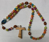 Colorful Flower Bead/Tau Rosary - Crucifix Centerpiece