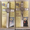7.5" Silver St. Benedict Wall Crucifix with White Enamel