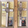 7.5" Silver St. Benedict Wall Crucifix with White Enamel