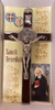 7.5" Silver St. Benedict Wall Crucifix with Brown Enamel