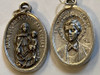 1" Oval Antiqued Silver Oxidized Saint Dominic Savio and Our Lady of the Rosary Medal