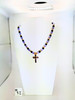 18 karat Gold Filled Purple Oval Cubic Zirconia Crystal Cross Pendant - 18 inch Princess Necklace