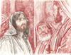 Jesus and the Pharisees, Original Print by Tvrtko Klobucar, Canadian artist