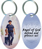 The Protector: Police Guardian Angel Oval Keychain