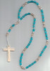 Aqua & Light Peach Plastic Rosary (Q229-Rosary)