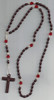 Red and Brown Plastic Bead Rosary