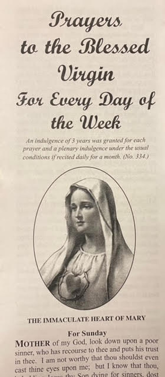 Prayers to the Blessed Virgin: For Every Day of the Week pamphlet