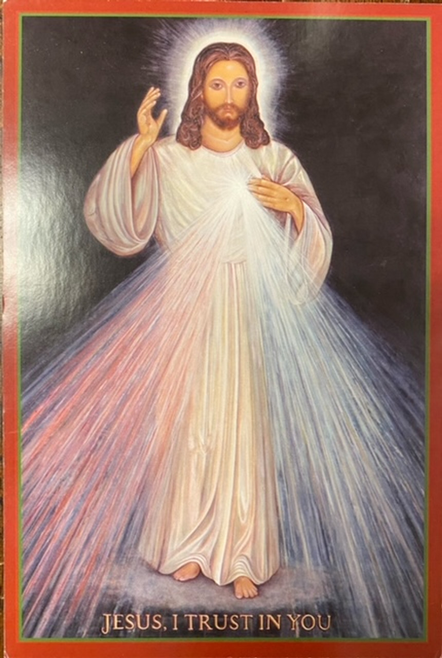 Front: Jesus, I Trust in You: large prayer card 4"x 6"
