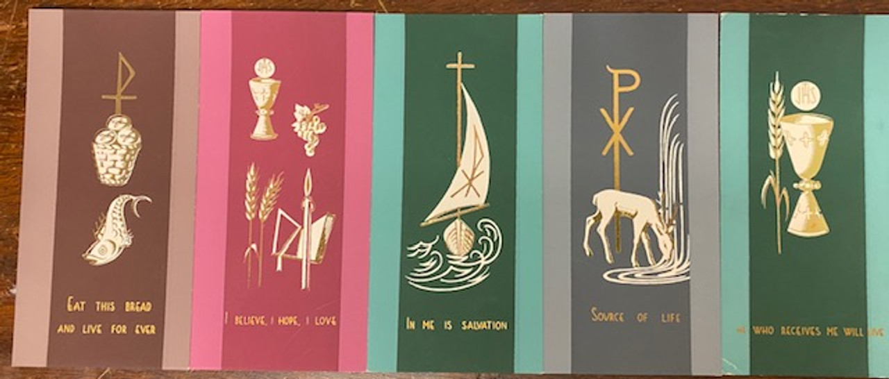 Liturgical Symbol Holy Cards - set of 5 - Vintage