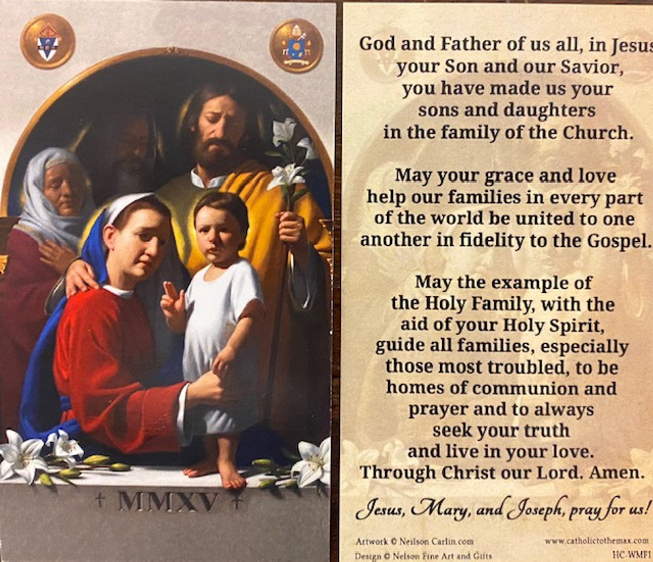 World Meeting of Families Prayer Card - 4"x 2.5"