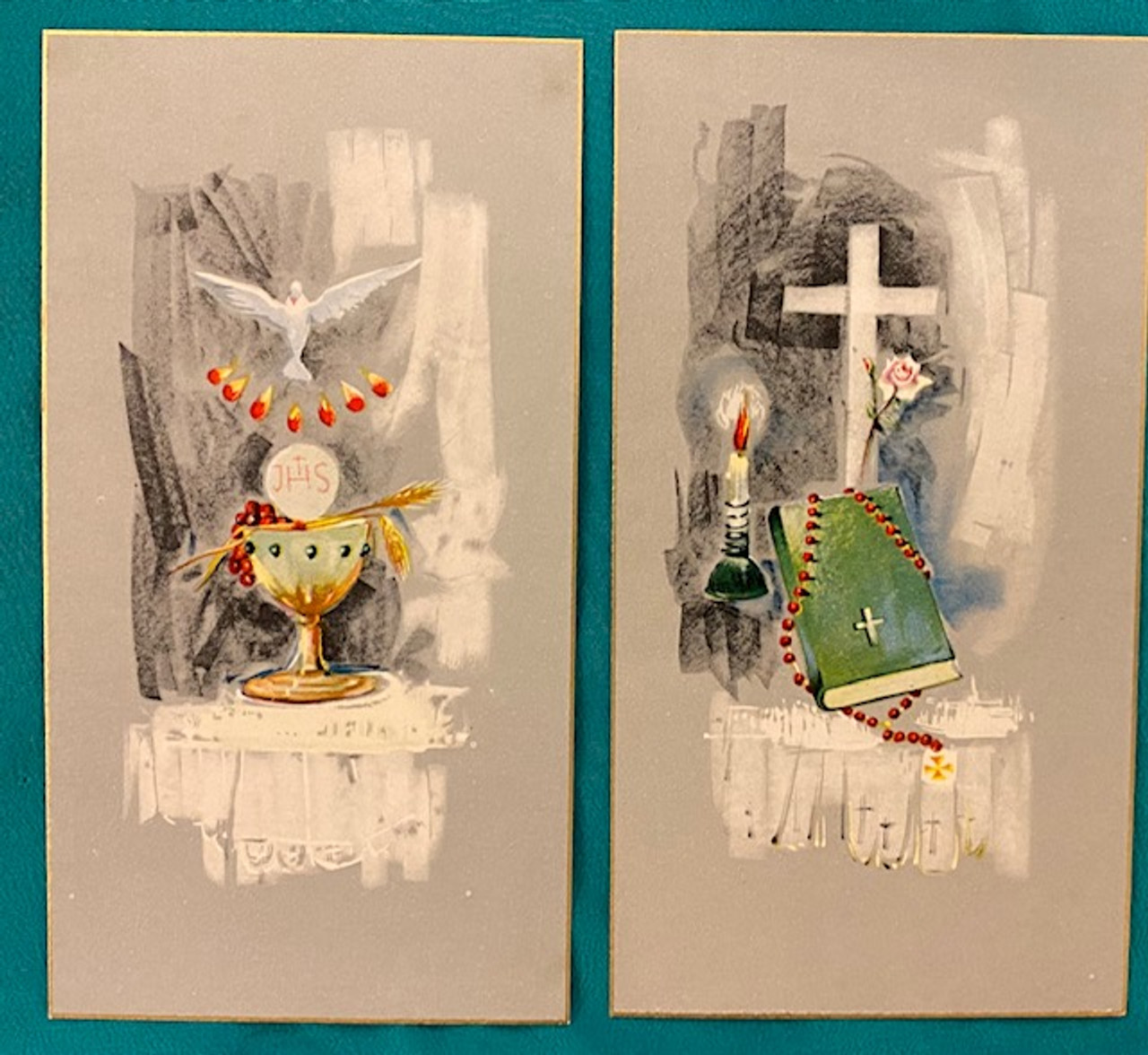 Sacramental Symbols- Grey Background Holy Cards - Set of 2