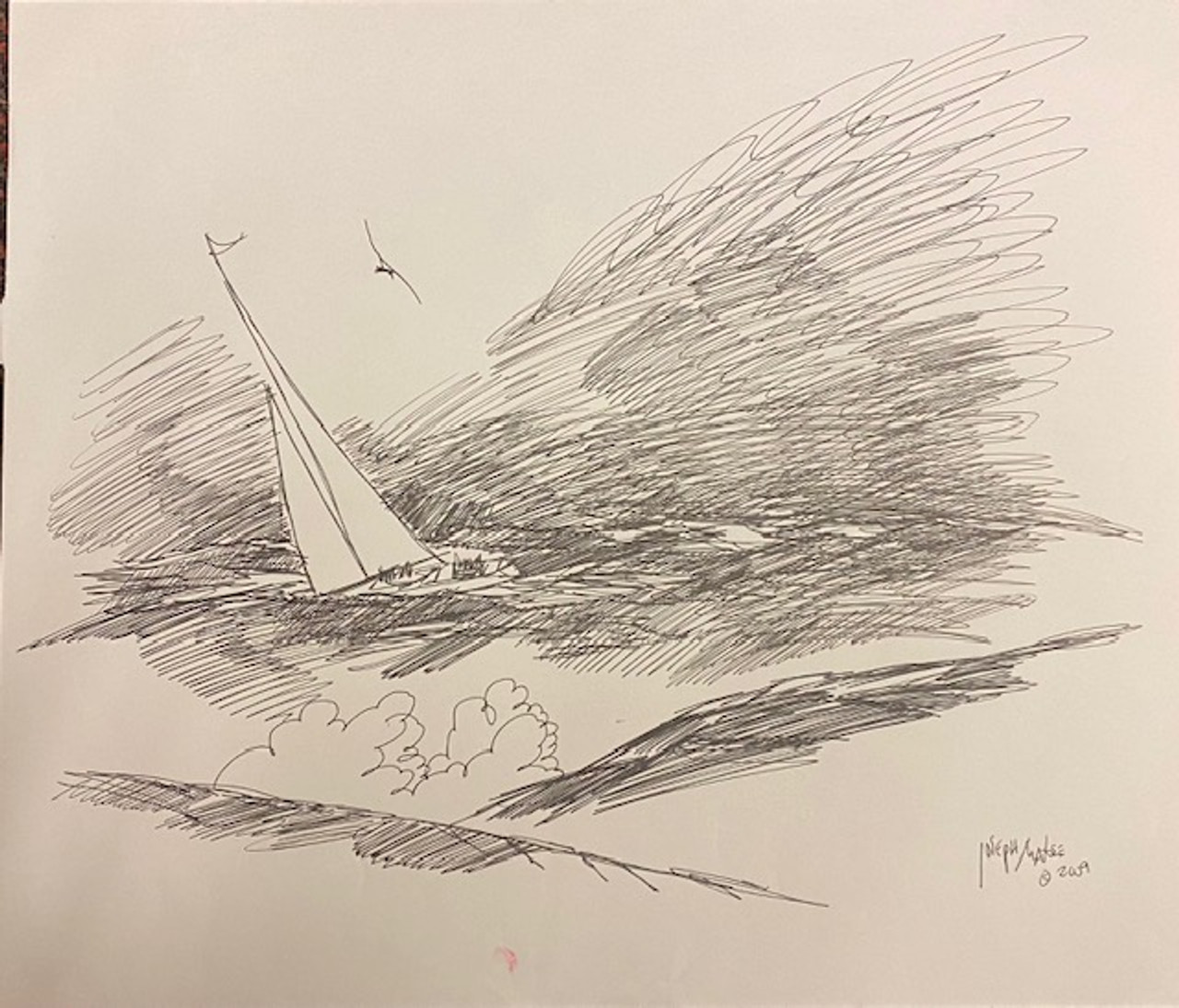 Sailboat sketch by Joseph Matose 15"x 17" 