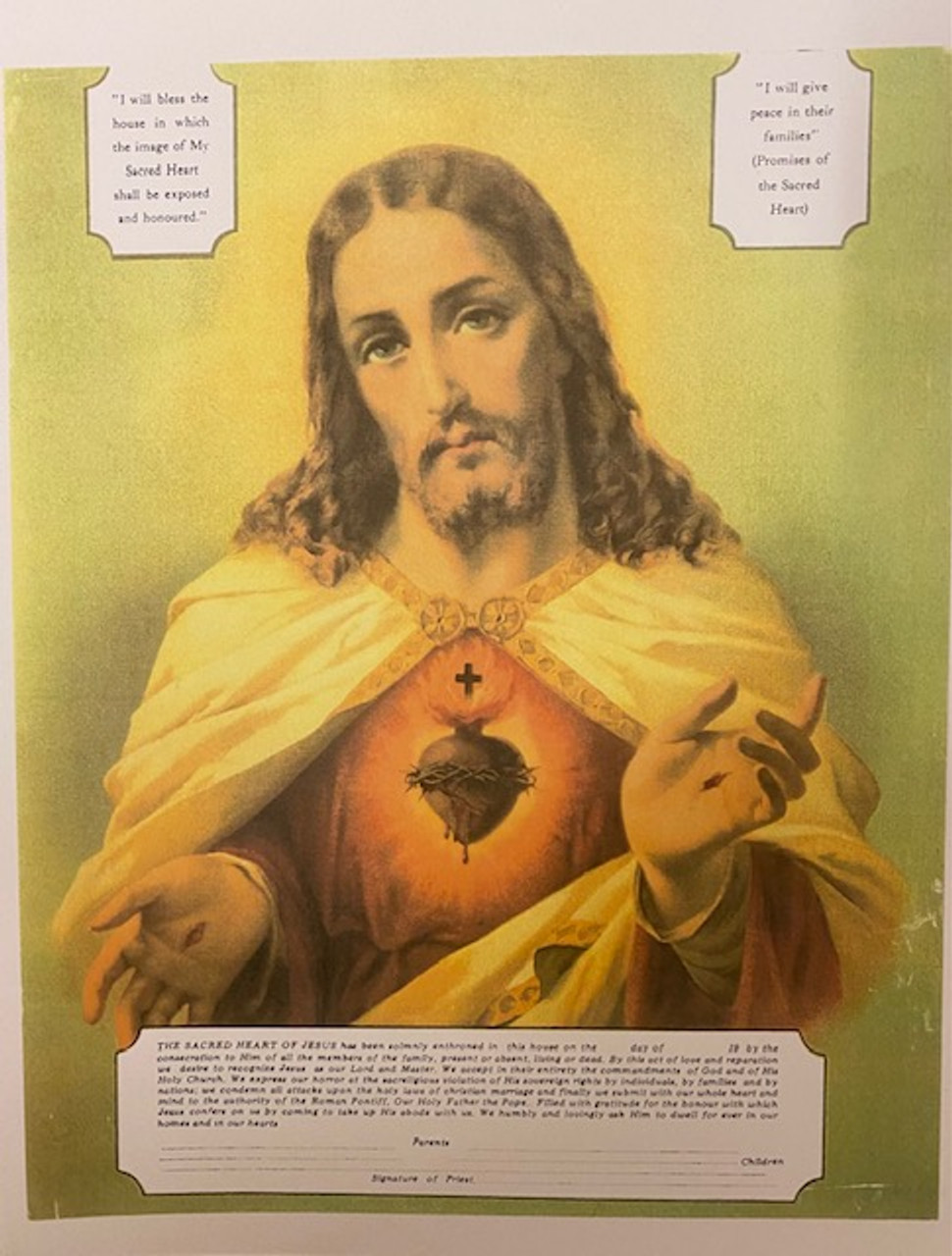 Vintage Sacred Heart Print - Enthronement of Home 