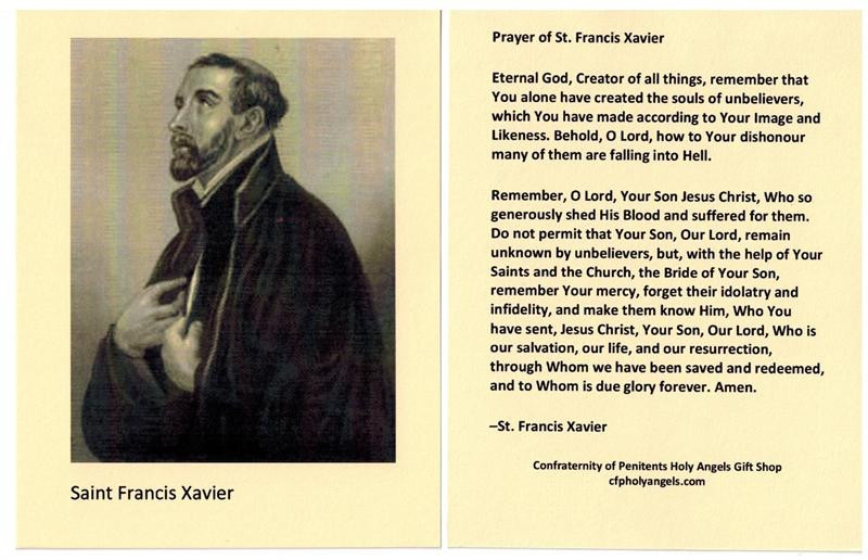 Engraved and Personalized St Francis Xavier Prayer Card campestre