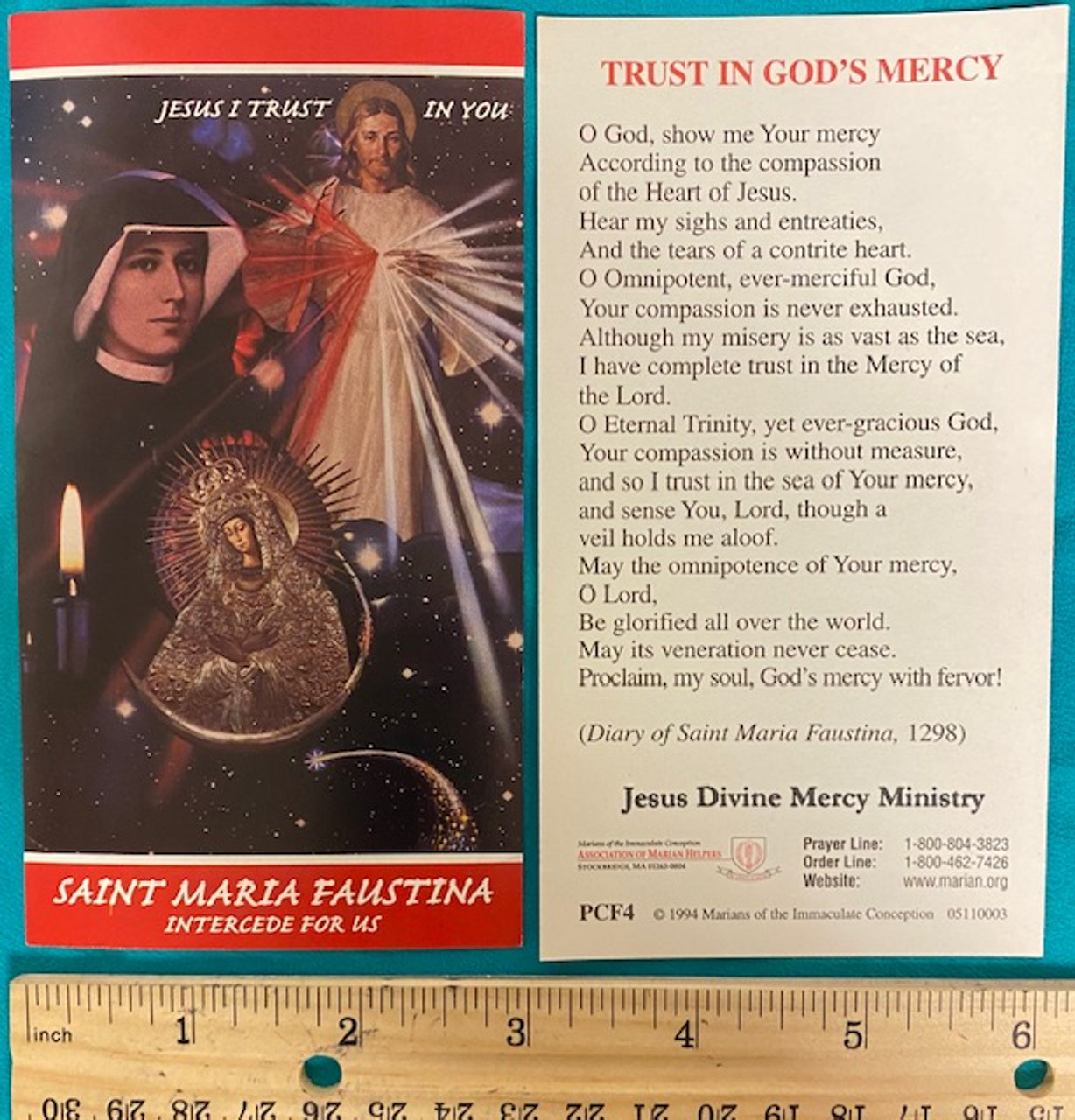 Saint Maria Faustina Prayer Card