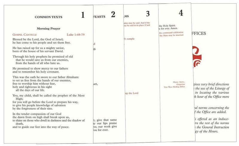 Outline of each Hour Liturgy Of the Hours Inserts-LARGE PRINT
