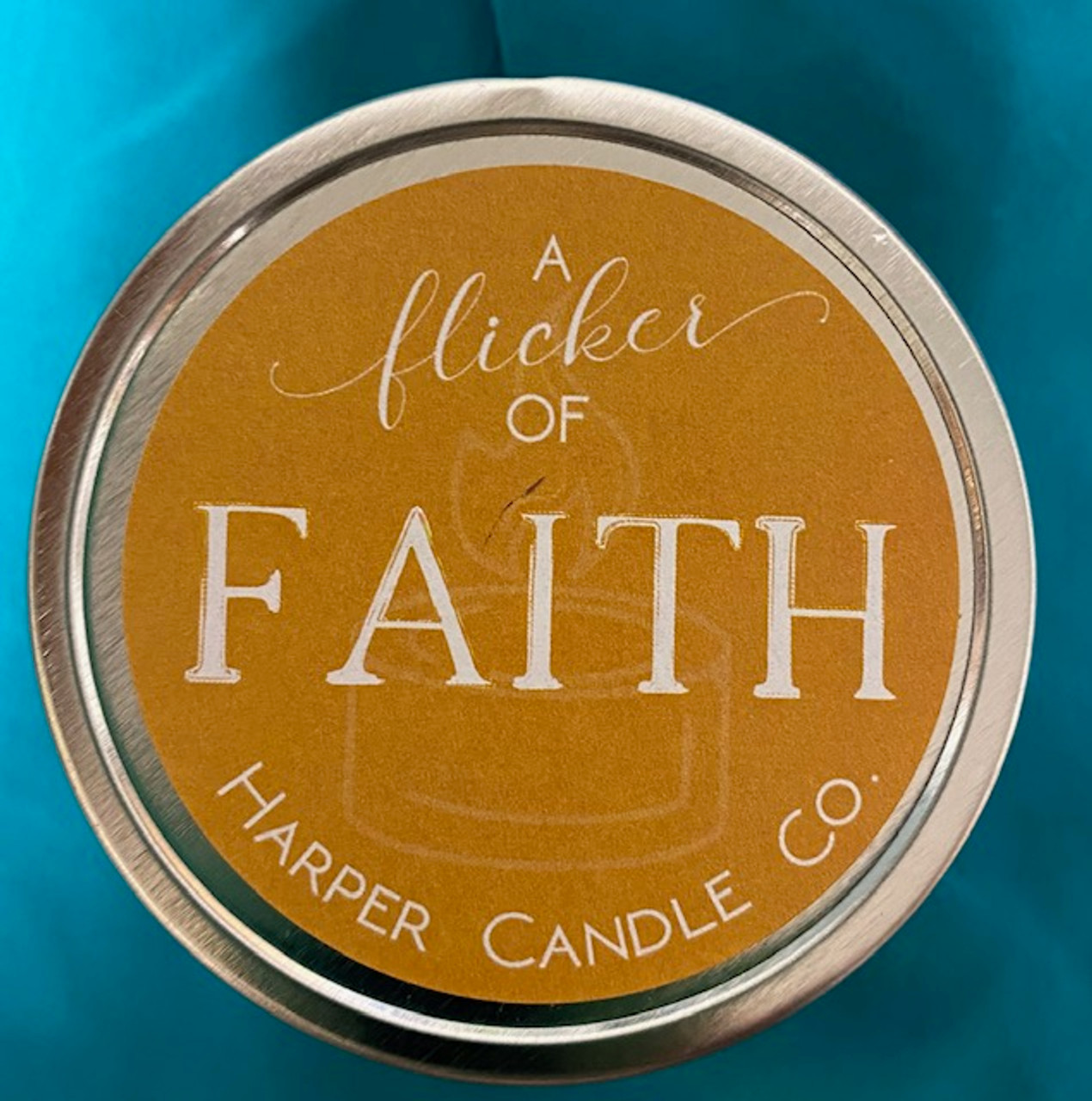 A Flicker of Faith Candle tin - Harper Candle Co.  