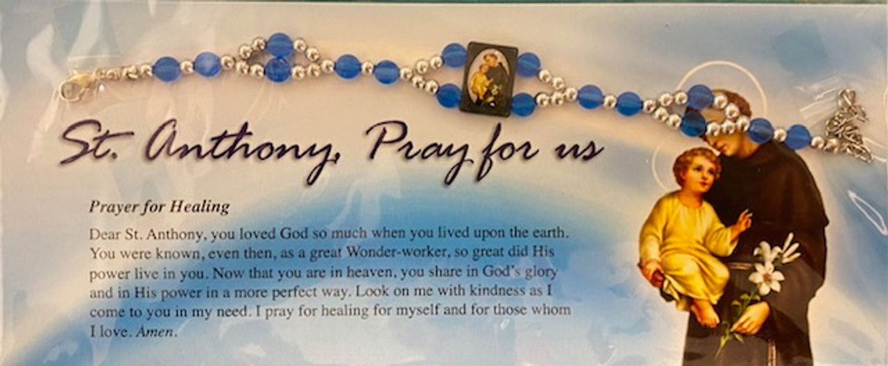 St. Anthony bracelet with Blue beads