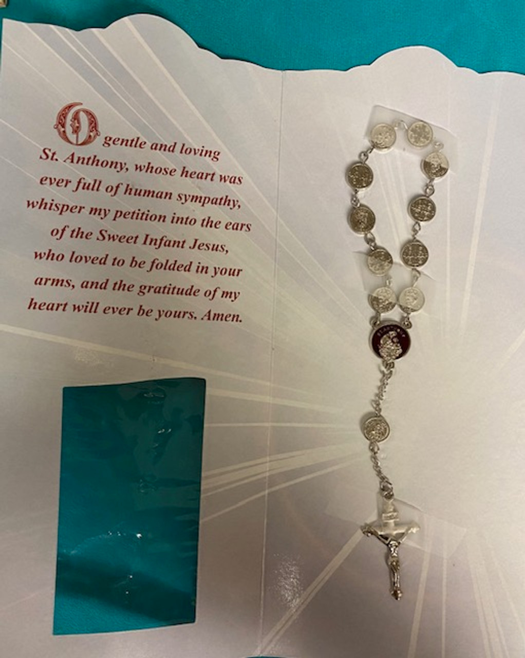 St. Anthony chaplet - silver tone medals
