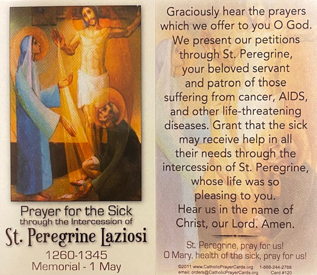 Prayer for the Sick - St. Peregrine Laziosi