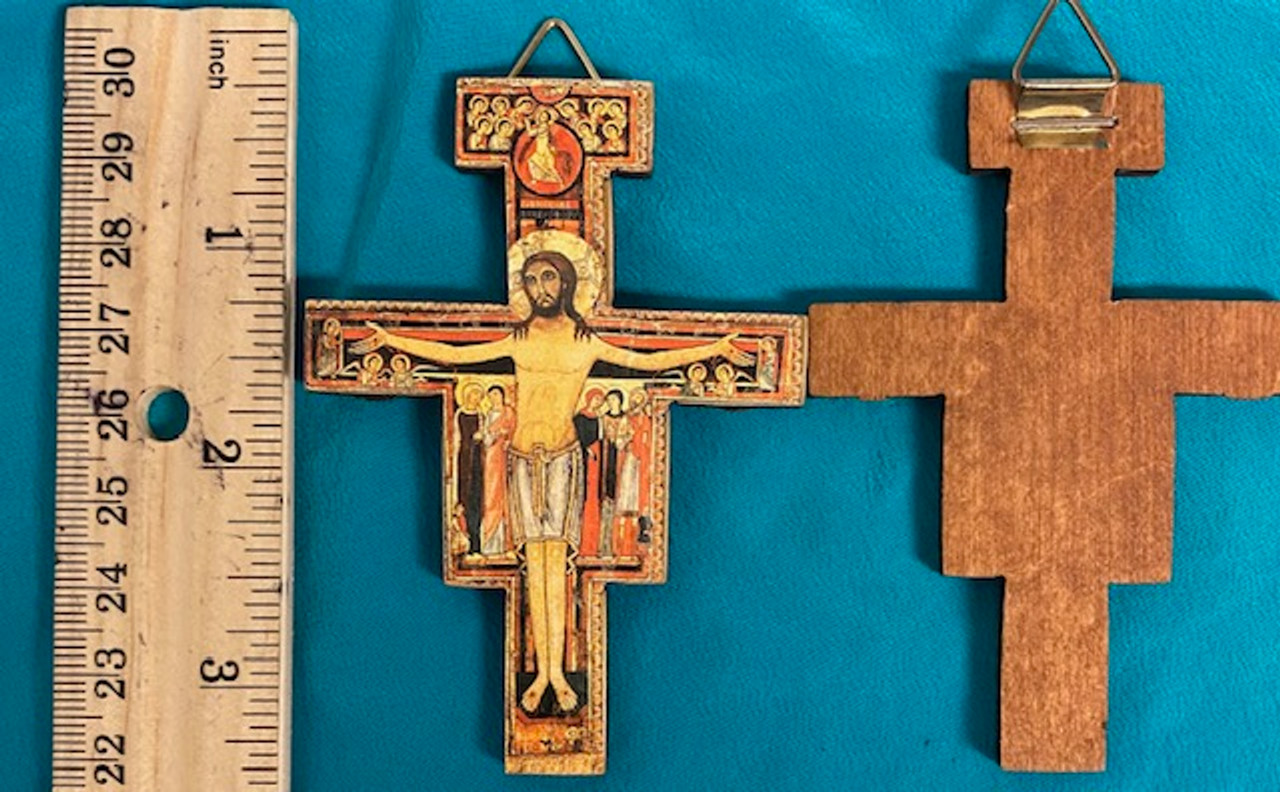 inexpensive 1.5 inch pewter San Damiano Crucifix from Assisi, with or  without cord