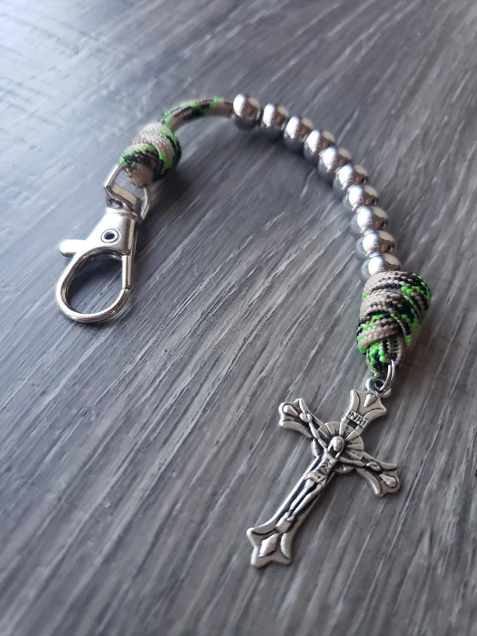 Kolbe & Co. Clip & Carry One Decade Rosary - Black/Green