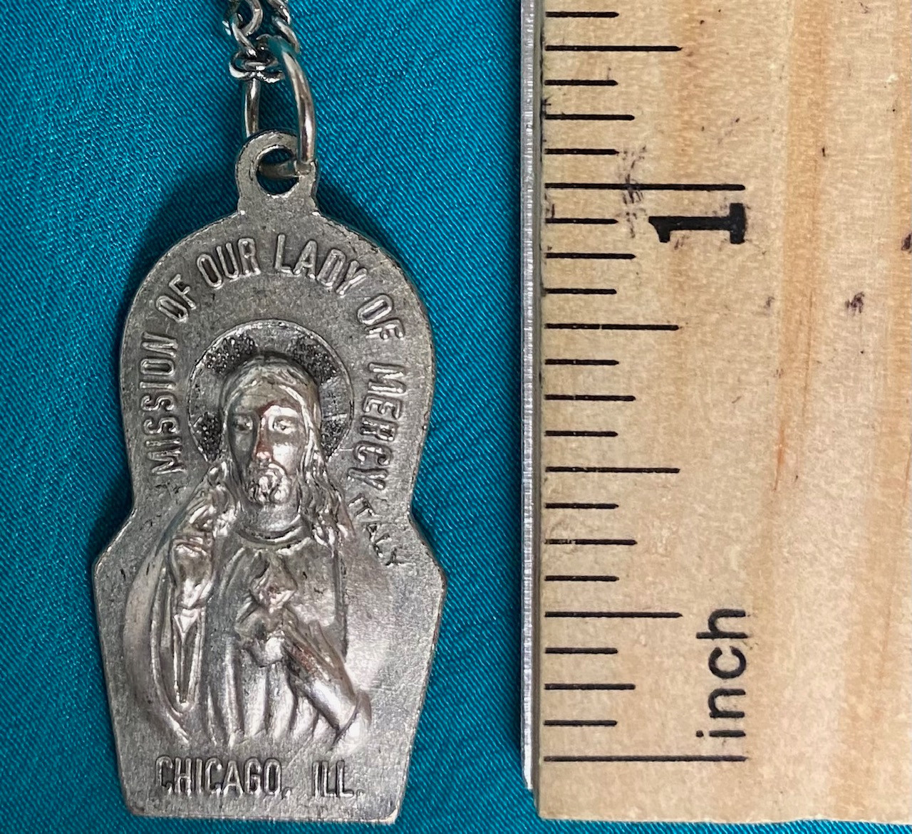 Vintage Memorial Medal - Mission of Our Lady of Mercy, Chicago, IL 1887-1962 on 16" Stainless Chain