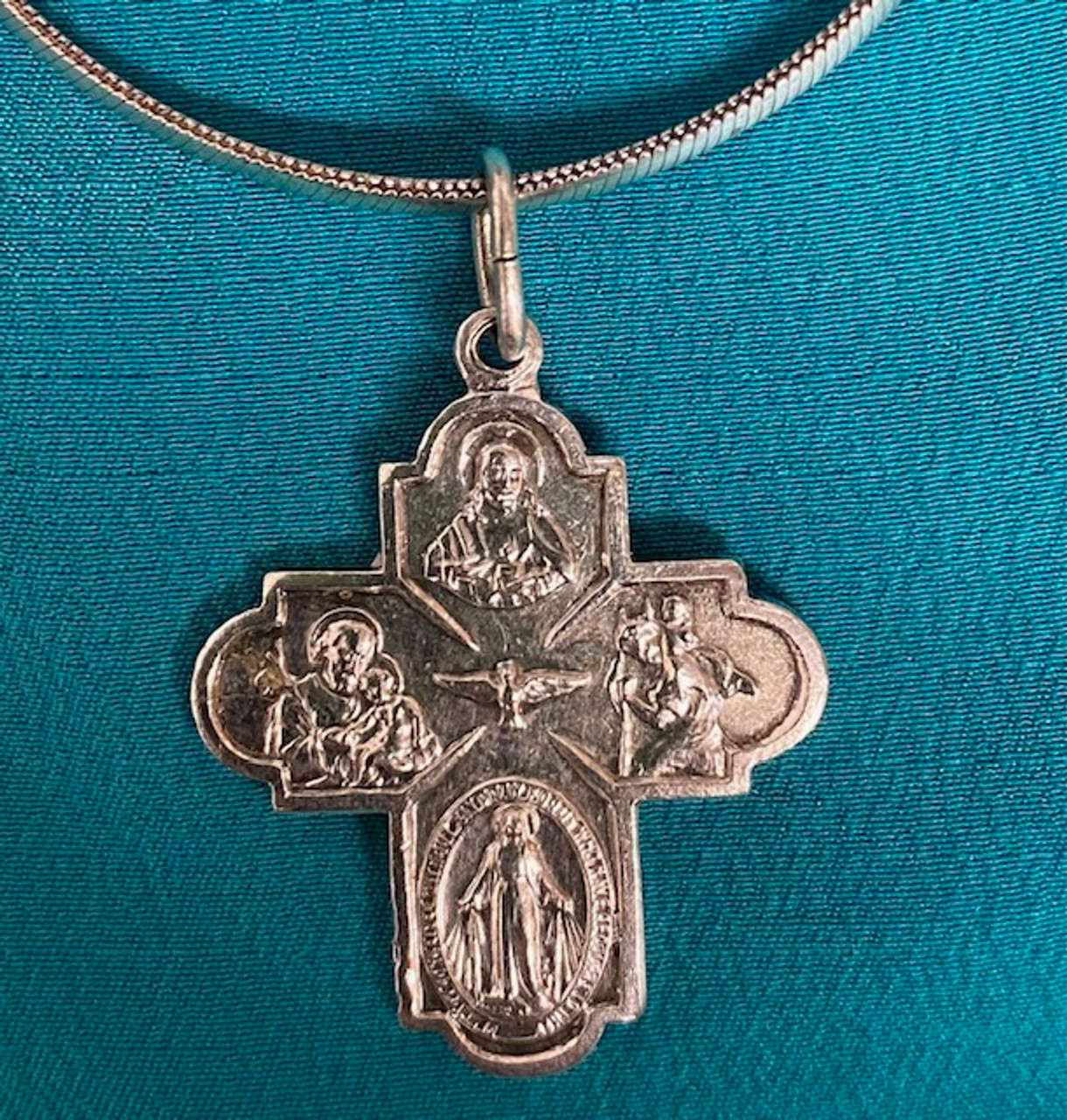 24" Sterling Silver Chain with Beautiful Silver Plated 4-Way Cross