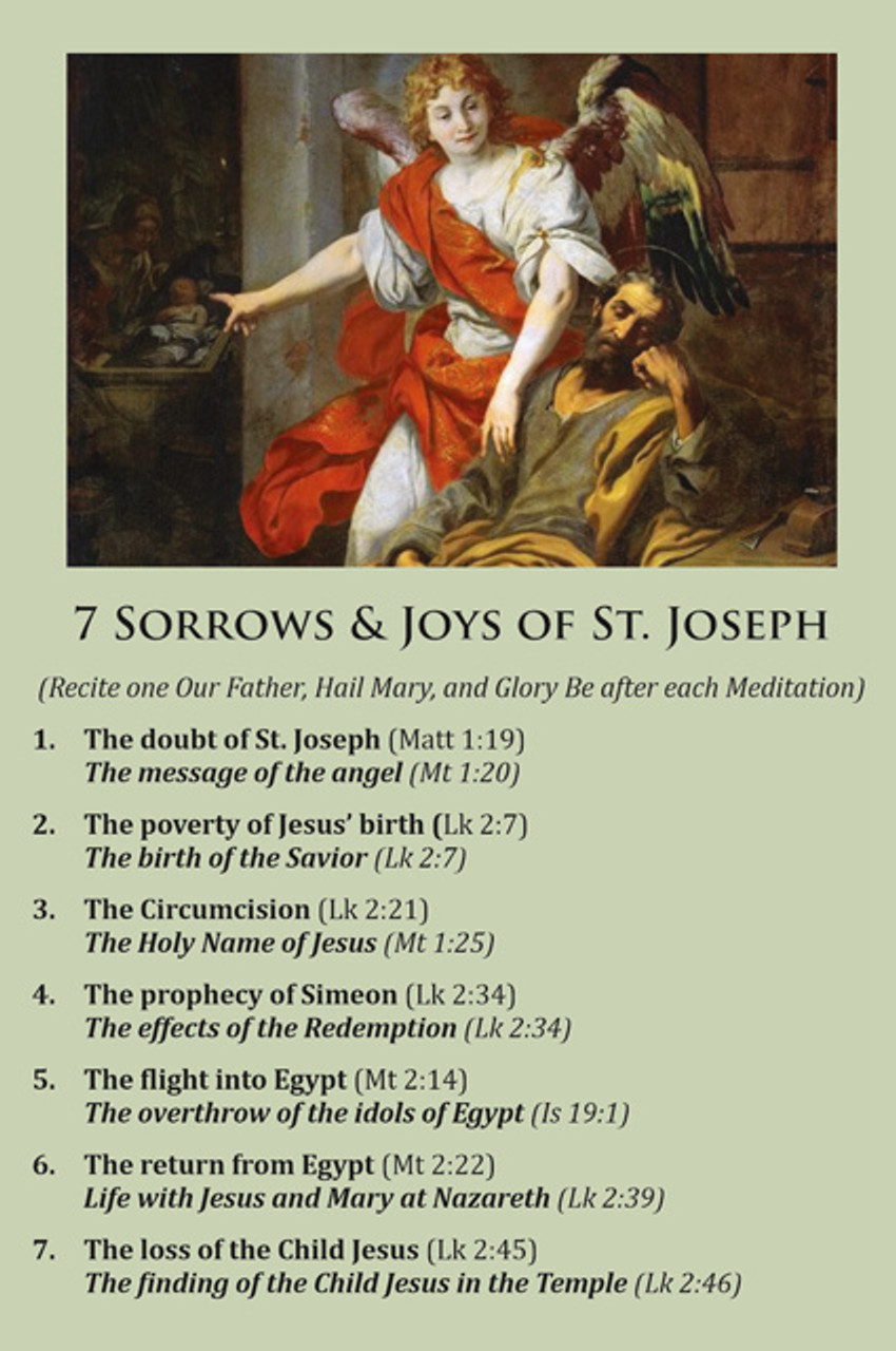 7 Sorrows & Joys of St Joseph Prayer Card