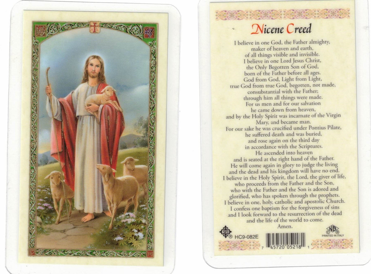 Good Shepherd Image Nicene Creed I believe laminated prayer card