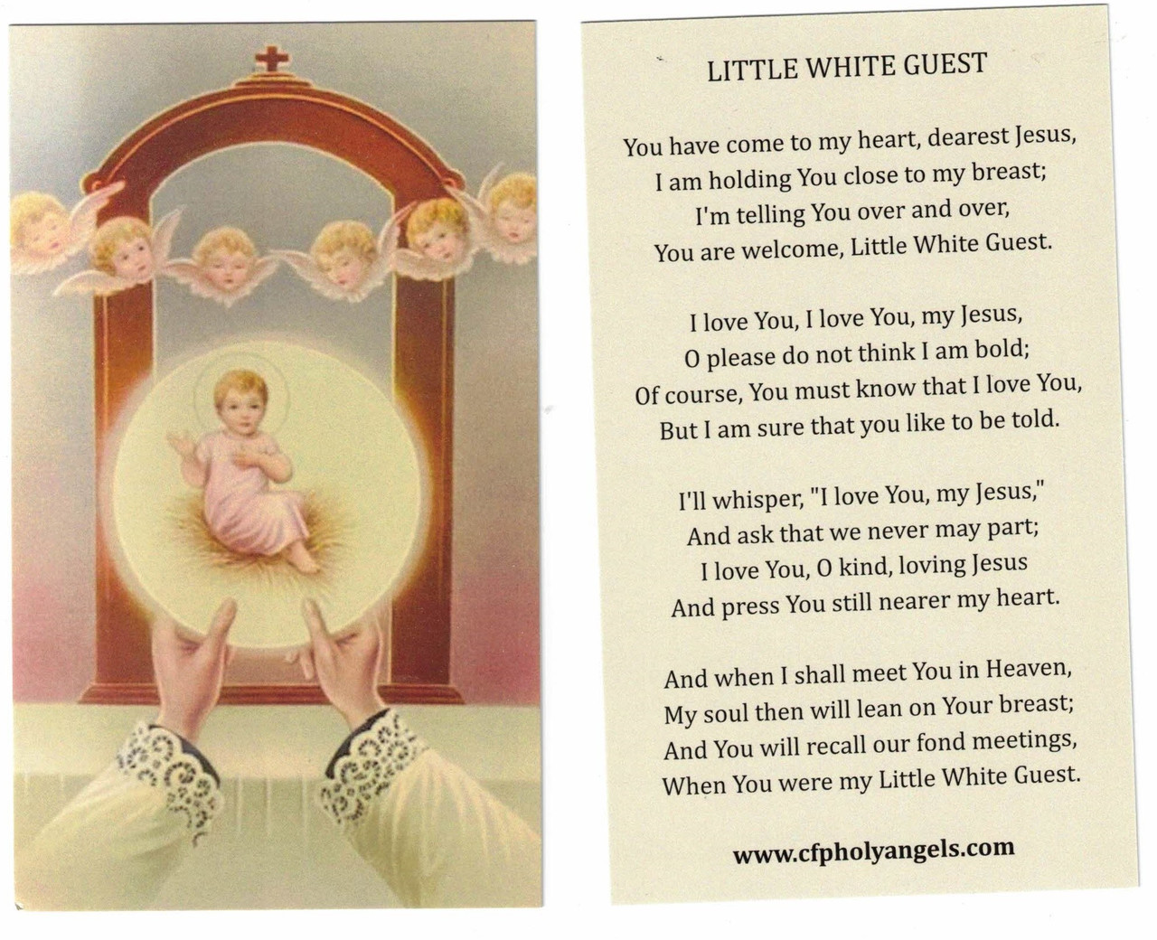 Little White Guest Eucharistic Vintage Holy Card Reproduction