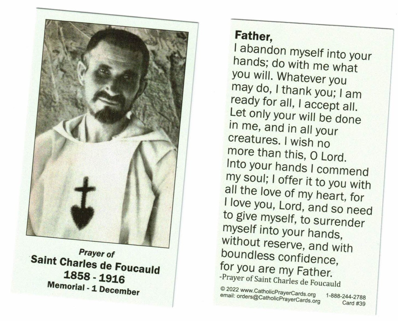 St. Charles de Foucald Prayer Card