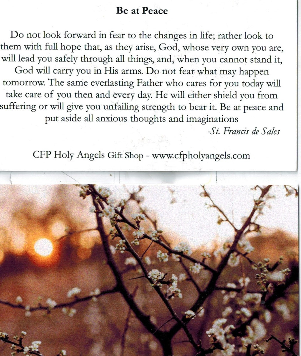 Saint Francis de Sales be at Peace, Do Not Fear Prayer Card