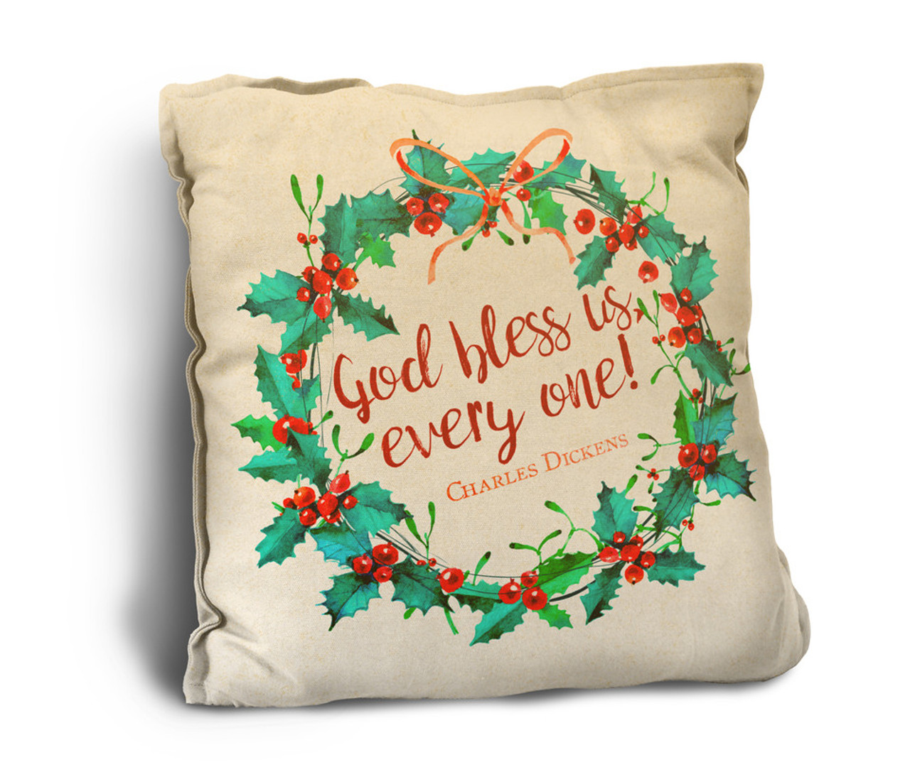 "God Bless Us, Every One" Rustic Pillow