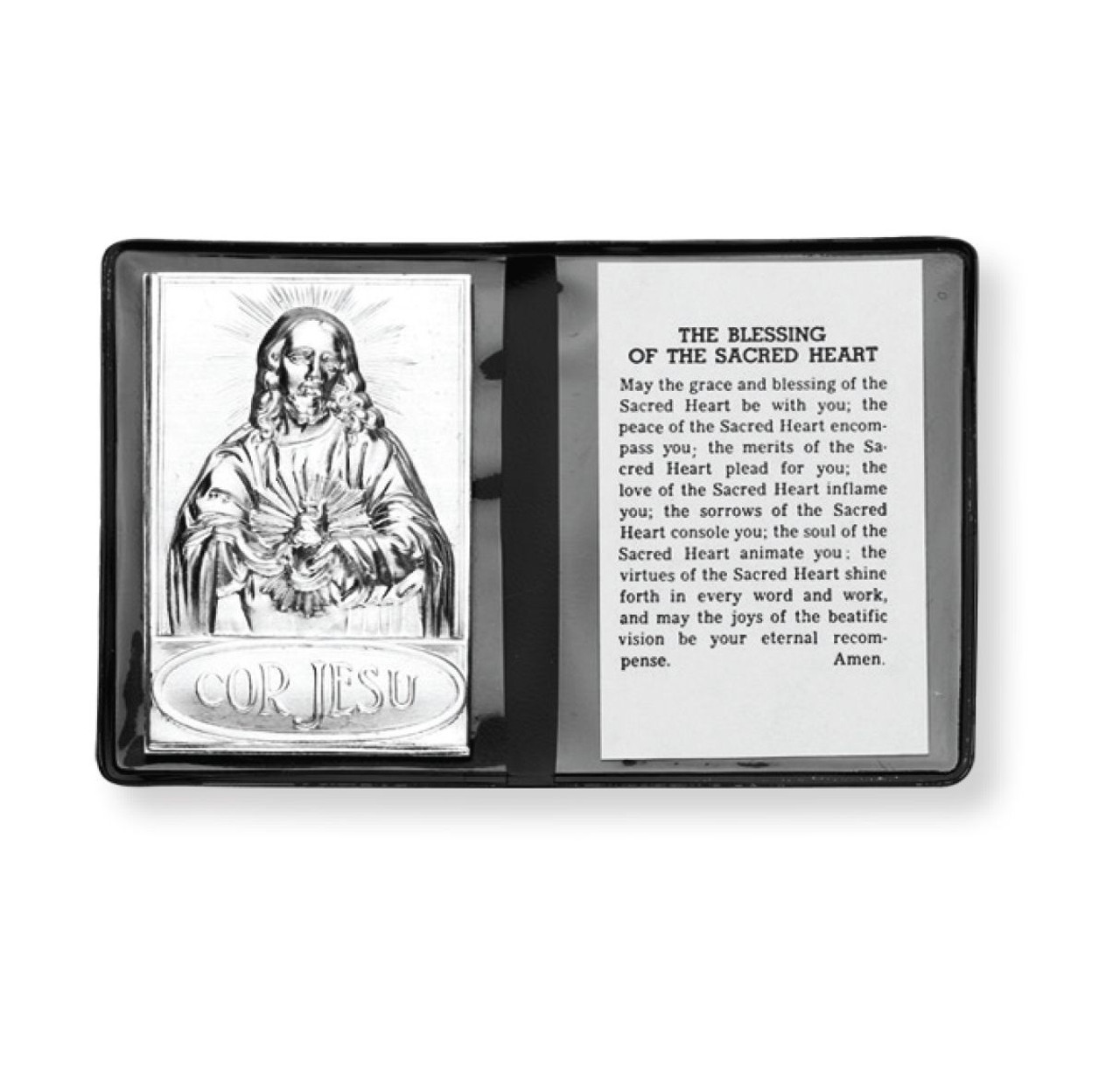 Sacred Heart Metal Plaque in Folder