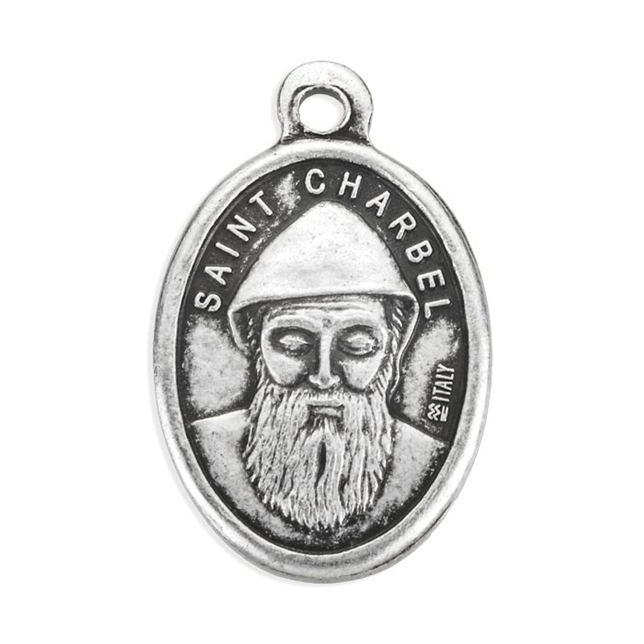 Saint Charbel (Charbel) Silver Oxidized Medal