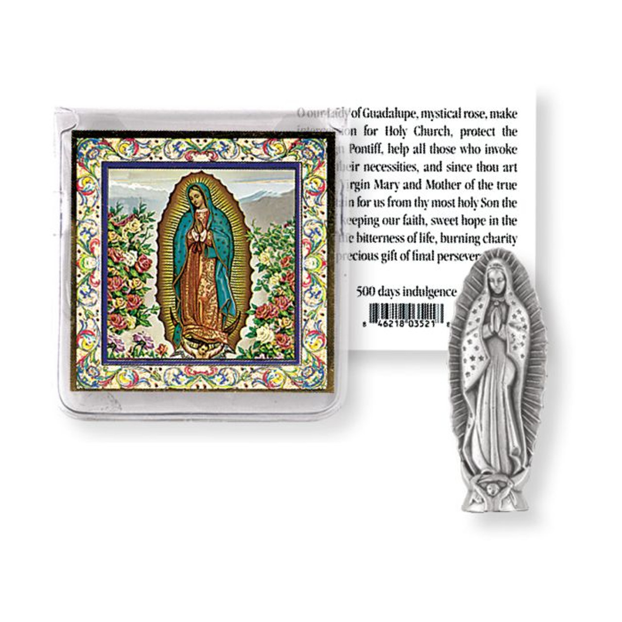 Our Lady of Guadalupe Pocket Statue with Holy Card in a Clear Pouch