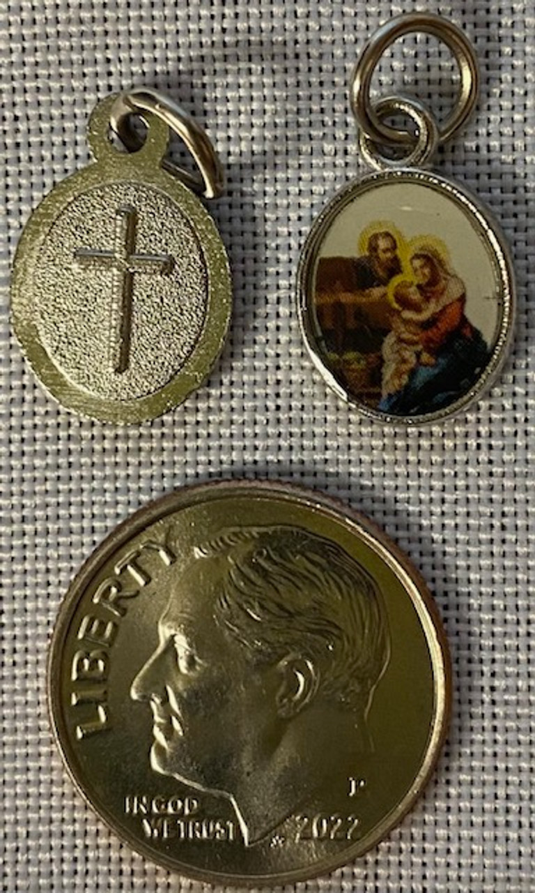 Tiny Holy Family Medal - Colorful