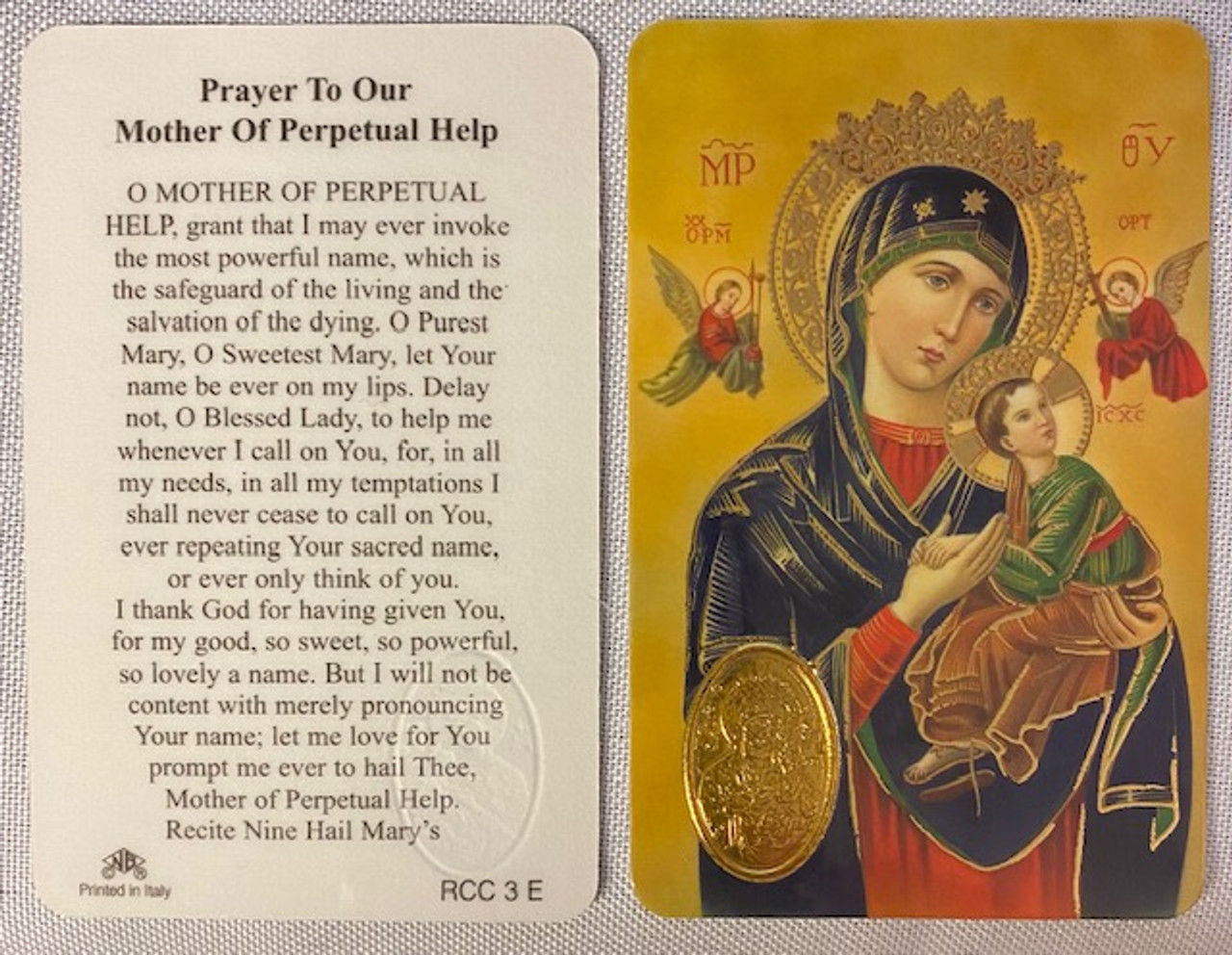 Our Lady Of Perpetual Help Medal Prayer Card