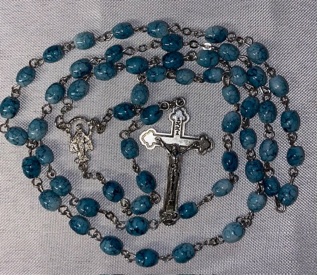 Rosary with Beautiful Marbleized Beads 