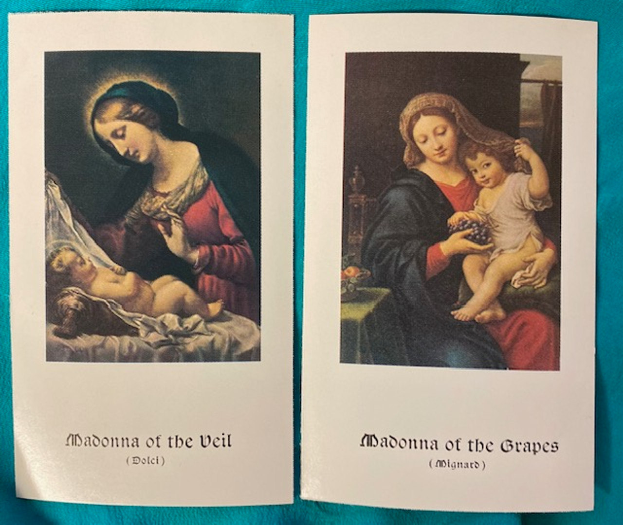 Set of 2 Beautiful Vintage Holy Cards of Our Lady and Baby Jesus