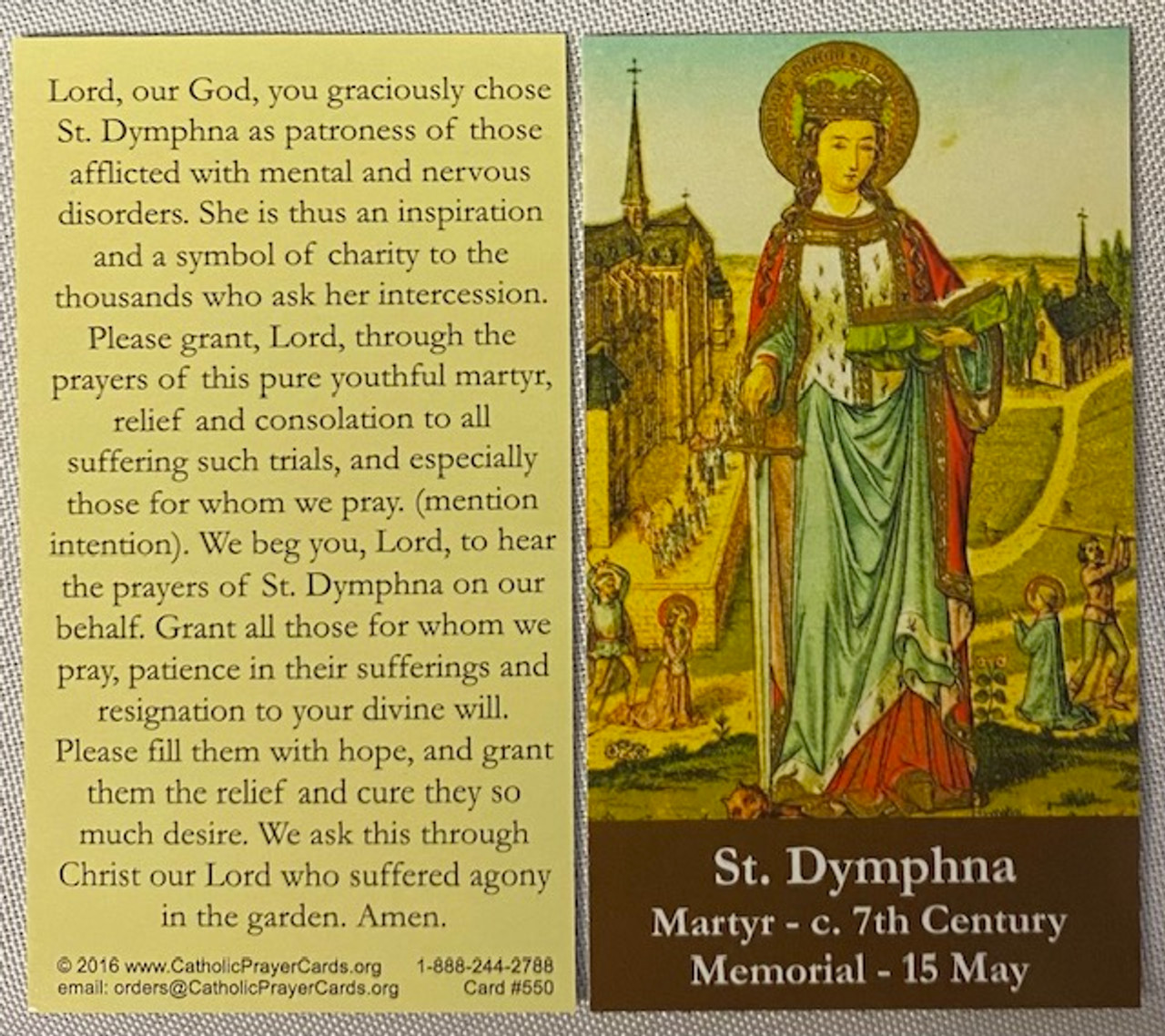 St. Dymphna Prayer Card - Martyr