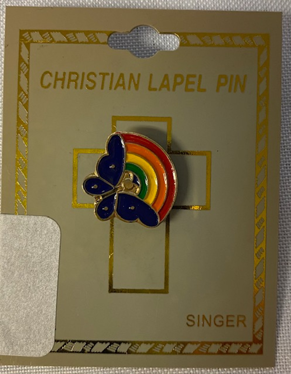 Christian Lapel Pin with Butterfly/Rainbow