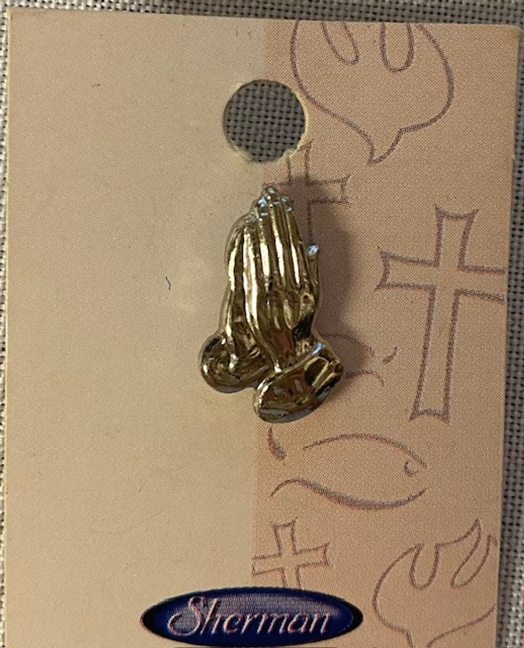 Silver-tone Praying Hands Lapel Pin