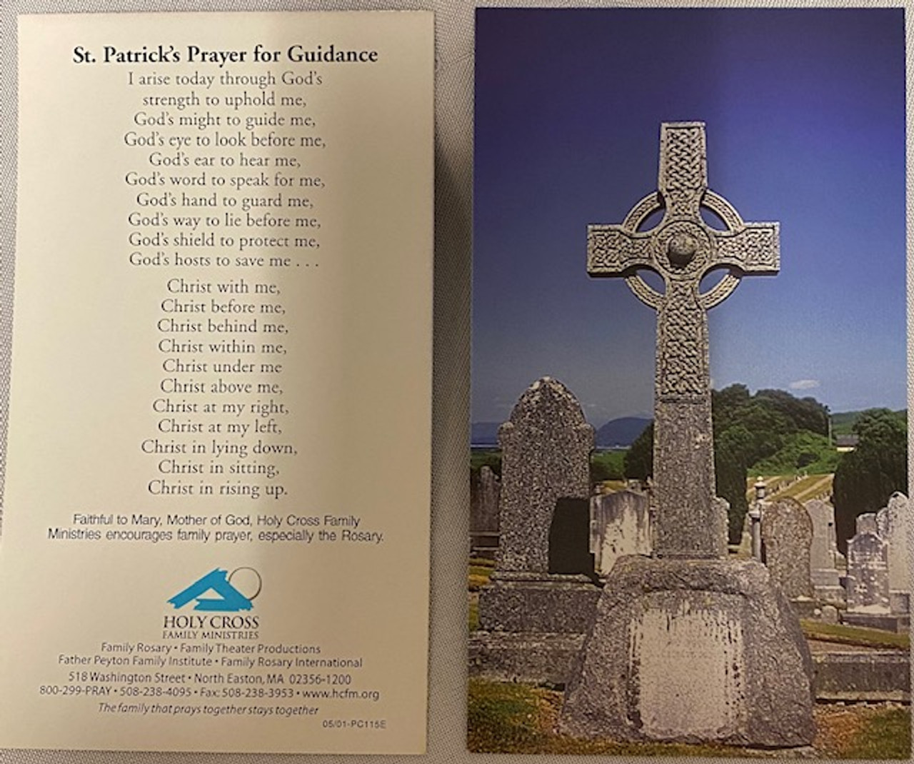 St. Patrick's Prayer for Guidance - Large Prayer Card