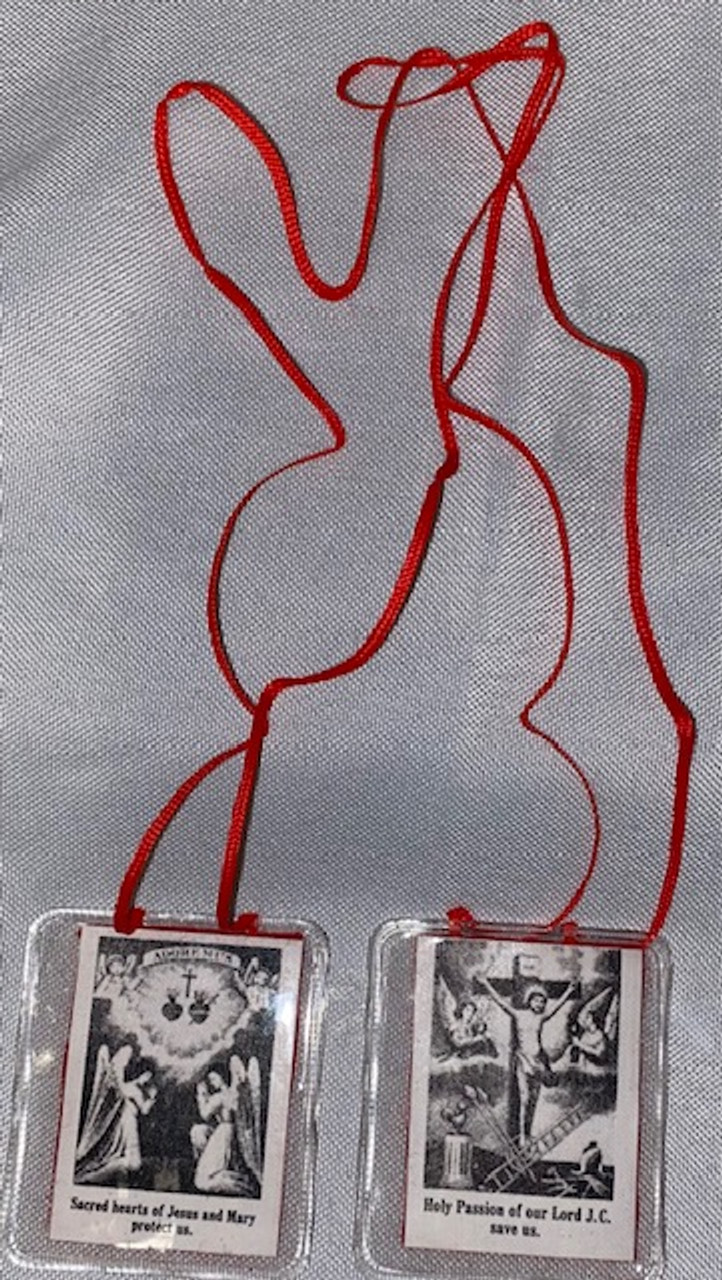 Red Scapular of the Passion in Plastic Casing