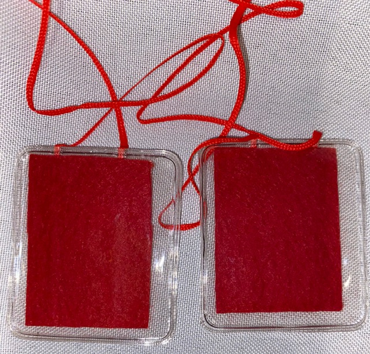 Red Scapular of the Passion in Plastic Casing