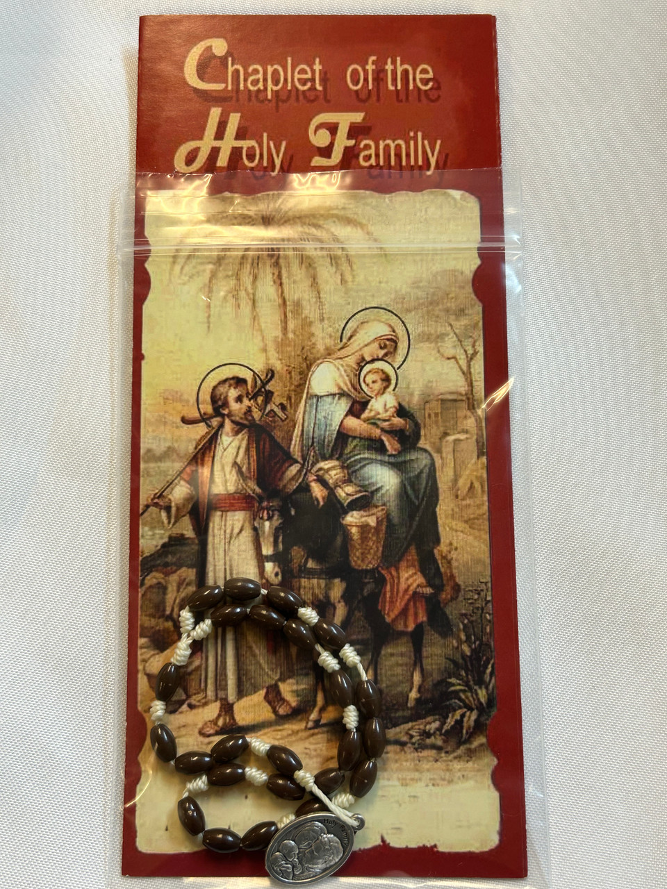 Chaplet of the Holy Family with a pamphlet explaining the chaplet and how to pray it.