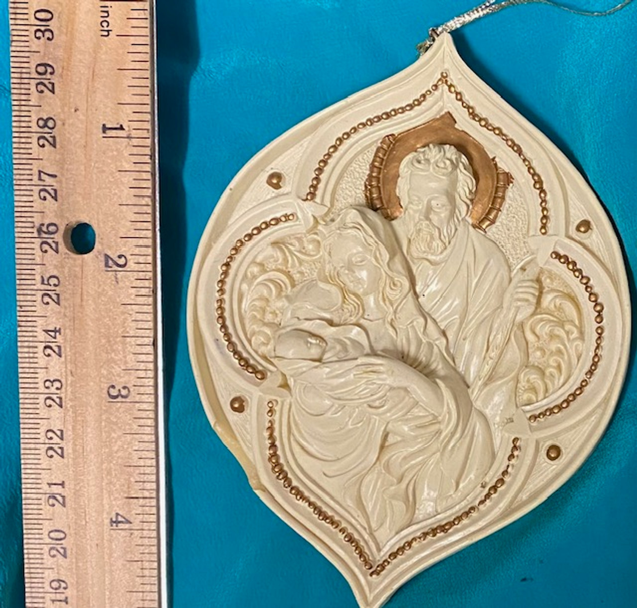 Vintage Holy Family Christmas Ornament - resin